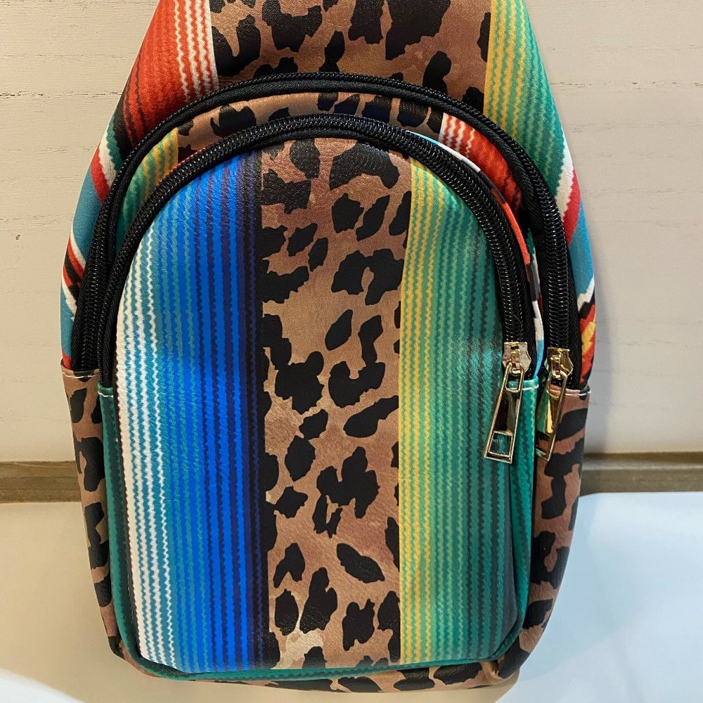BNWT - Leopard Serape Faux Leather Sling Bag